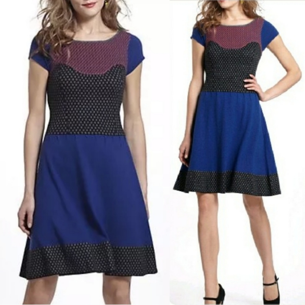 Anthropologie Sparrow Intarsia Fit & Flare Sweater Dress Sz Xs